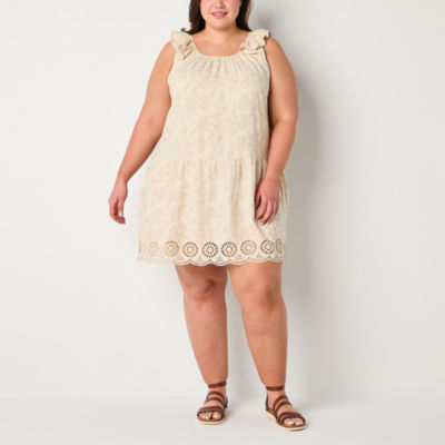 a.n.a Sleeveless Embroidered Floral A-Line Dress Plus