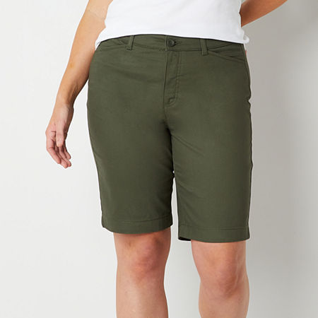St. John's Bay Womens Mid Rise Bermuda Short-Tall, 8 Tall, Green -  ST. JOHN`S BAY, 24410721040