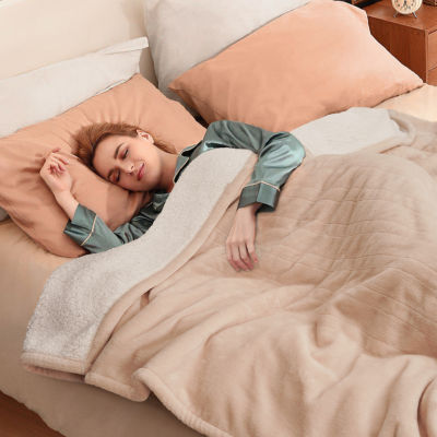 Sealy® Flannel & Sherpa Heated Midweight Blanket