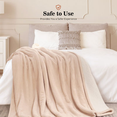 Sealy® Flannel & Sherpa Heated Midweight Blanket