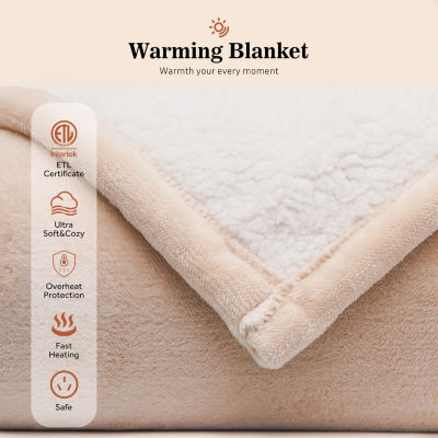 Sealy® Flannel & Sherpa Heated Midweight Blanket