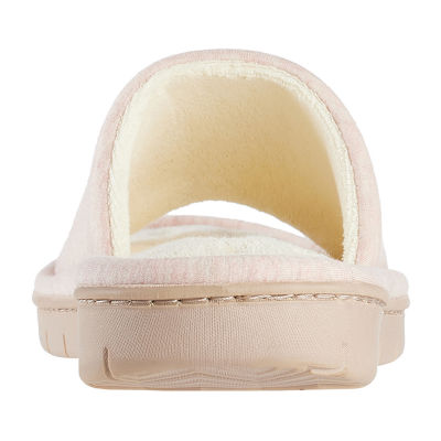 Isotoner Embroidered Jersey Womens Slip-On Slippers