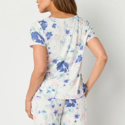 Ambrielle Womens V Neck Short Sleeve Pajama Top