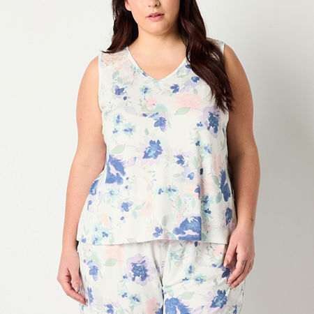 Ambrielle Womens Plus Sleeveless V Neck Pajama Top