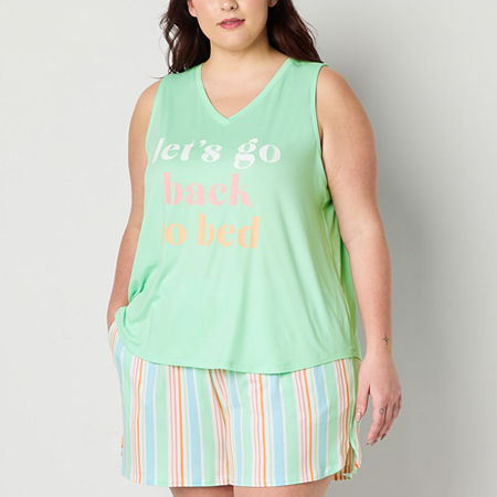 Sleep Chic Womens Plus Sleeveless V Neck Pajama Top