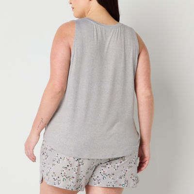 Sleep Chic Womens V Neck Sleeveless Plus Pajama Top