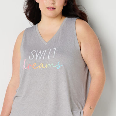 Sleep Chic Womens V Neck Sleeveless Plus Pajama Top