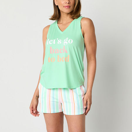 Sleep Chic Womens V Neck Sleeveless Pajama Top, X-small, Green