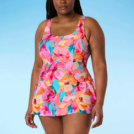Sonnet Shores Floral Swim Dress Plus, 18w, Pink