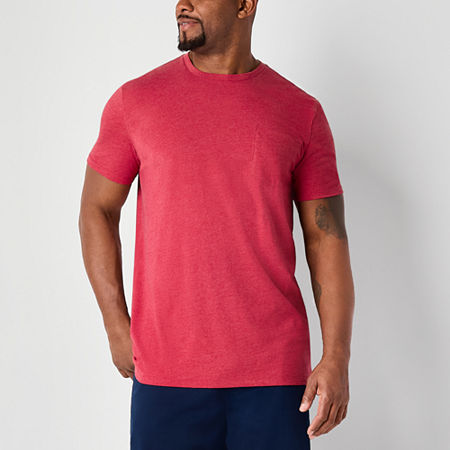 St. John's Bay Super Soft Big and Tall Mens Crew Neck Short Sleeve Moisture Wicking Pocket T-Shirt, Large Tall, Red