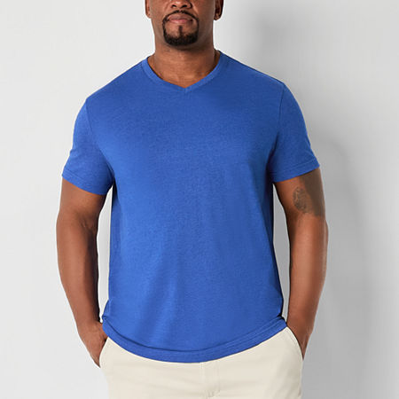 St. John's Bay Super Soft Big and Tall Mens V Neck Short Sleeve T-Shirt, 5x-large Tall, Blue