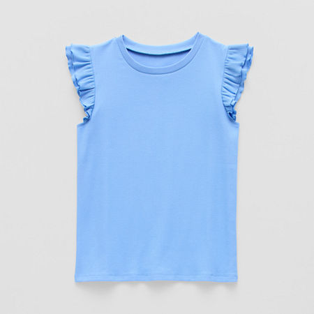 Thereabouts Little & Big Girls Round Neck Short Sleeve T-Shirt, X-large (16), Blue