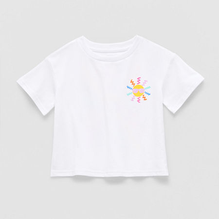 Thereabouts Little Girls Crew Neck Short Sleeve Boxy Fit Graphic T-Shirt, 5, White