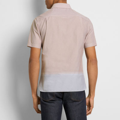 Van Heusen Everyday Defense Stain Shield Mens Short Sleeve Slim Fit Stretch Fabric Wrinkle Free Button-Down Shirt