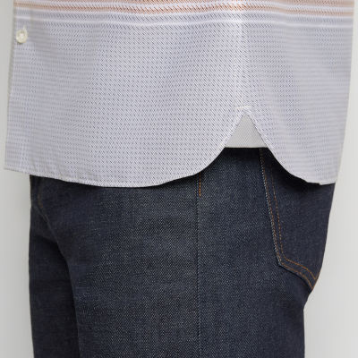 Van Heusen Everyday Defense Stain Shield Mens Short Sleeve Slim Fit Stretch Fabric Wrinkle Free Button-Down Shirt