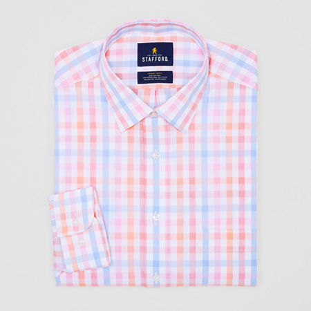Stafford Smart Tech Mens Regular Fit Stretch Fabric Wrinkle Free Long Sleeve Dress Shirt, 17-17.5 36-37, Multiple Colors