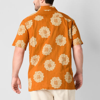 mutual weave Mens Short Sleeve Big and Tall Camp Shirt