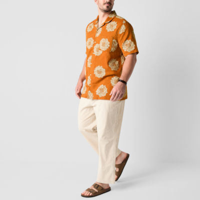 mutual weave Mens Short Sleeve Big and Tall Camp Shirt