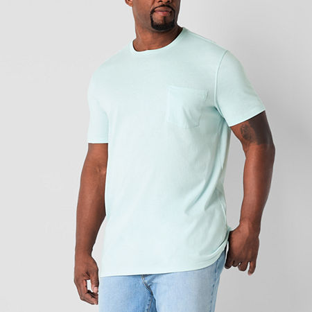 St. John's Bay Super Soft Big and Tall Mens Crew Neck Short Sleeve Moisture Wicking Pocket T-Shirt, 3x-large Tall, Blue