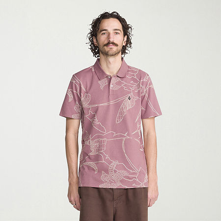 VOLCOM Mens Regular Fit Short Sleeve Polo Shirt, Small, Brown