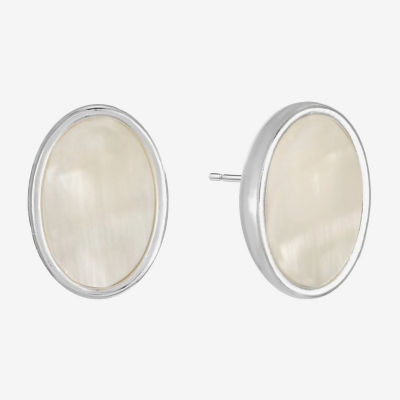 Liz Claiborne White Mother Of Pearl 17mm Stud Earrings