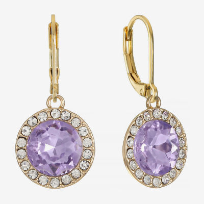 Monet Jewelry Womens Purple Glass Round Drop Earrings
