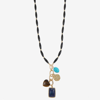 Liz Claiborne Womens Reconstituted Multi Color 28 Inch Pendant Necklace