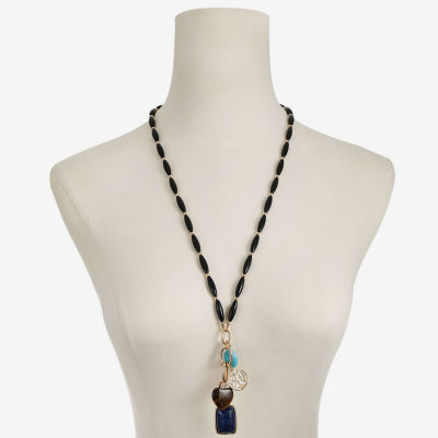 Liz Claiborne Womens Reconstituted Multi Color 28 Inch Pendant Necklace