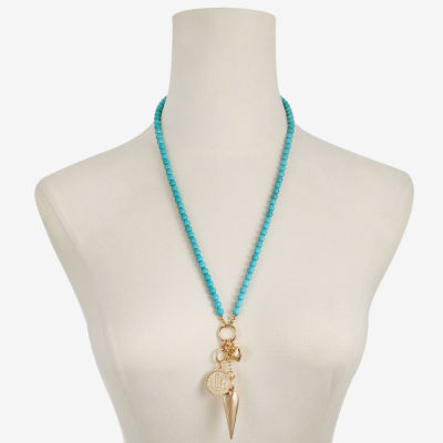 Liz Claiborne Womens Reconstituted Multi Color 28 Inch Pendant Necklace