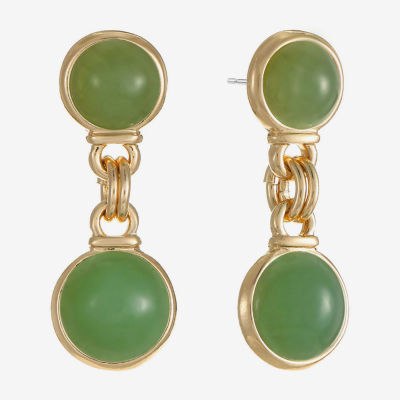 Monet Jewelry Womens Green Round Hypoallergenic Drop Earrings