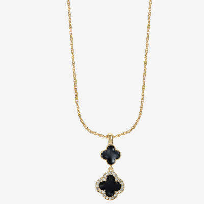 Monet Jewelry Womens Glass Clover 17 Inch Pendant Necklace