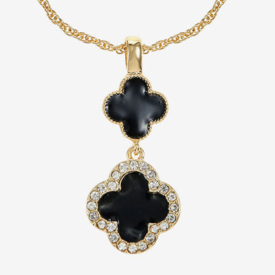 Monet Jewelry Womens Glass Clover 17 Inch Pendant Necklace