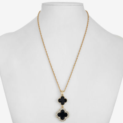 Monet Jewelry Womens Glass Clover 17 Inch Pendant Necklace