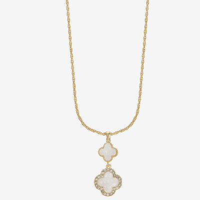 Monet Jewelry Womens Glass Clover 17 Inch Pendant Necklace