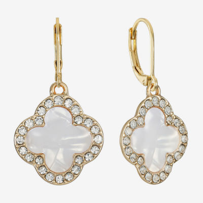 Monet Jewelry Womens Glass Clover Drop Earrings