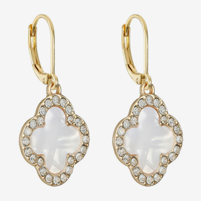 Monet Jewelry Womens Glass Clover Drop Earrings