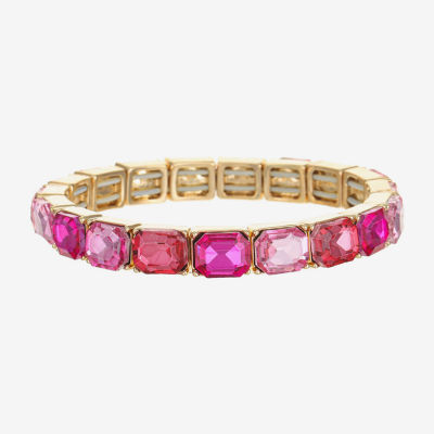 Monet Jewelry Womens Pink Glass Stretch Bracelet