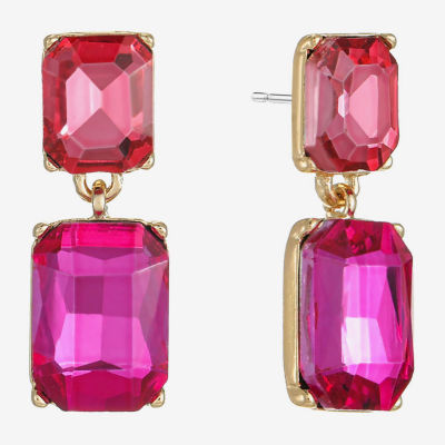 Monet Jewelry Womens Pink Glass Hypoallergenic Drop Earrings