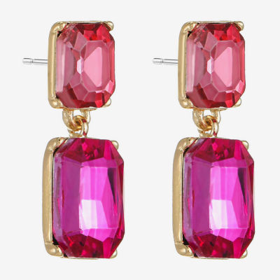 Monet Jewelry Womens Pink Glass Hypoallergenic Drop Earrings