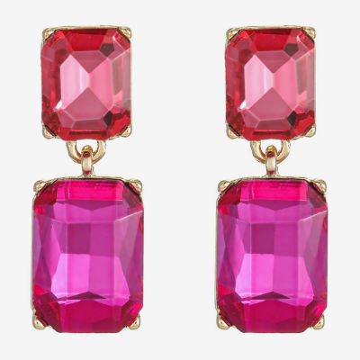 Monet Jewelry Womens Pink Glass Hypoallergenic Drop Earrings