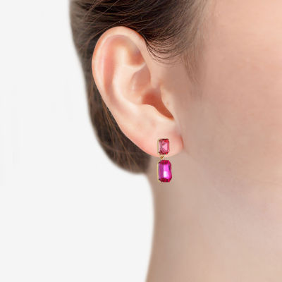 Monet Jewelry Womens Pink Glass Hypoallergenic Drop Earrings