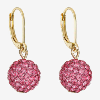 Monet Jewelry Womens Pink Glass Round Drop Earrings