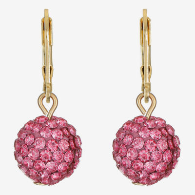 Monet Jewelry Womens Pink Glass Round Drop Earrings