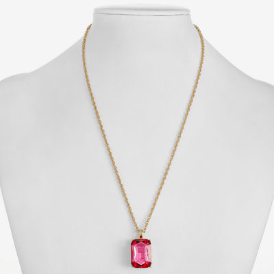 Monet Jewelry Womens Pink Glass 17 Inch Pendant Necklace