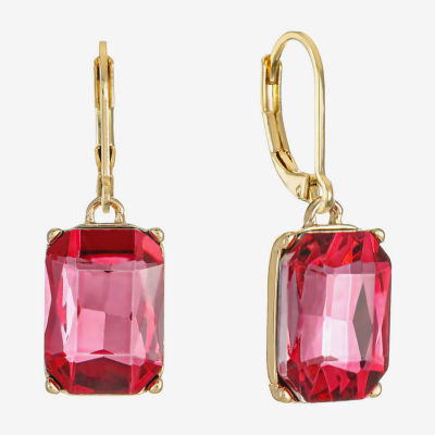 Monet Jewelry Womens Pink Glass Drop Earrings