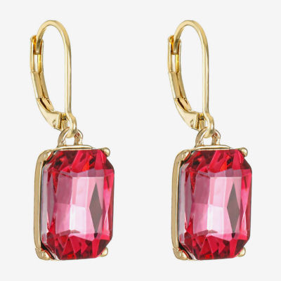 Monet Jewelry Womens Pink Glass Drop Earrings