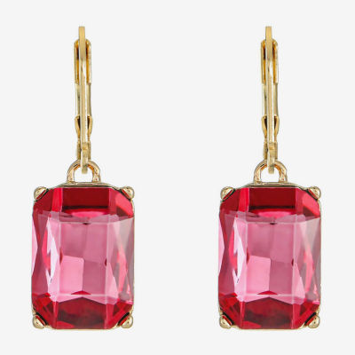 Monet Jewelry Womens Pink Glass Drop Earrings