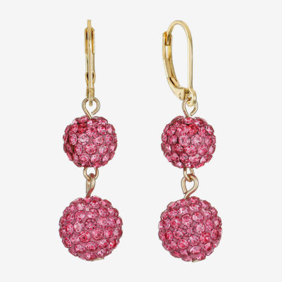 Monet Jewelry Womens Pink Glass Round Drop Earrings