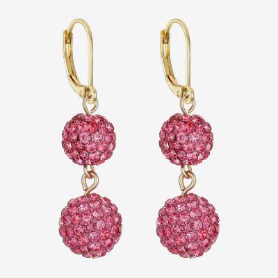 Monet Jewelry Womens Pink Glass Round Drop Earrings