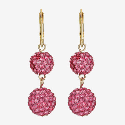 Monet Jewelry Womens Pink Glass Round Drop Earrings